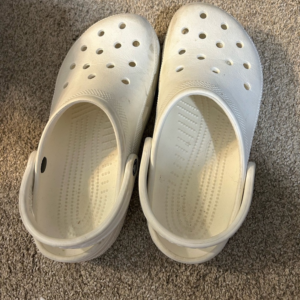CROCS White Sandals with Perforated Design and Pivoting Heel Strap